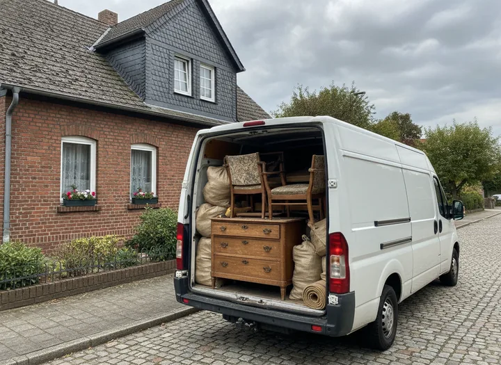 Beladener Transporter beim Abtransport